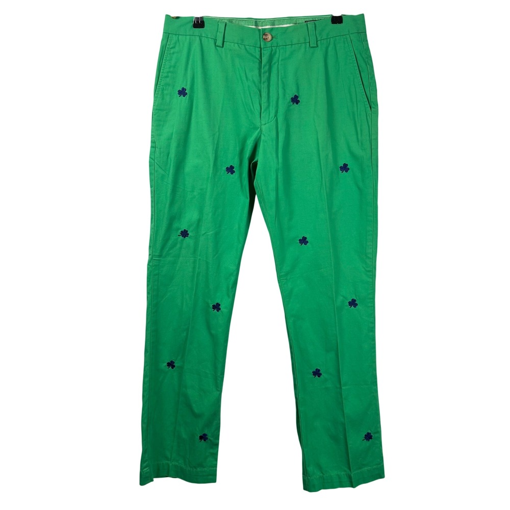 Vineyard Vines Slim Fit Breaker Pant Shamrock Embroidered Clover‎ Mens 32x30